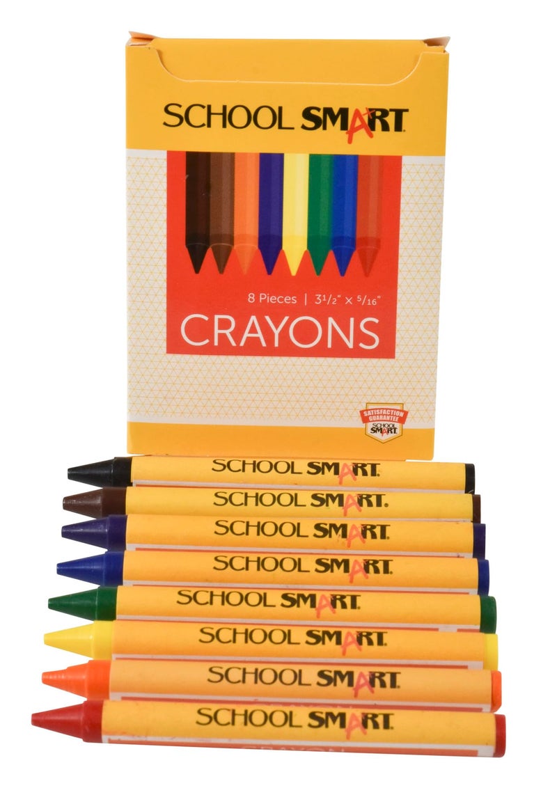 School Smart Classic Crayon Set with Tuck Box for Schools, Home, and More, Assorted Colors, Pack of 8 - Image 2